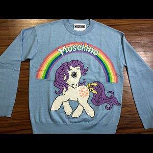 Moschino blue sweater little pony logo